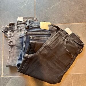 3 pairs of Everlane High Rise Skinny Stretch